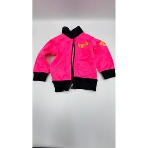 TKO Whatever It Takes Neon Pink Black Track Jacket Baby Girls 12M Zip Up Fleece
